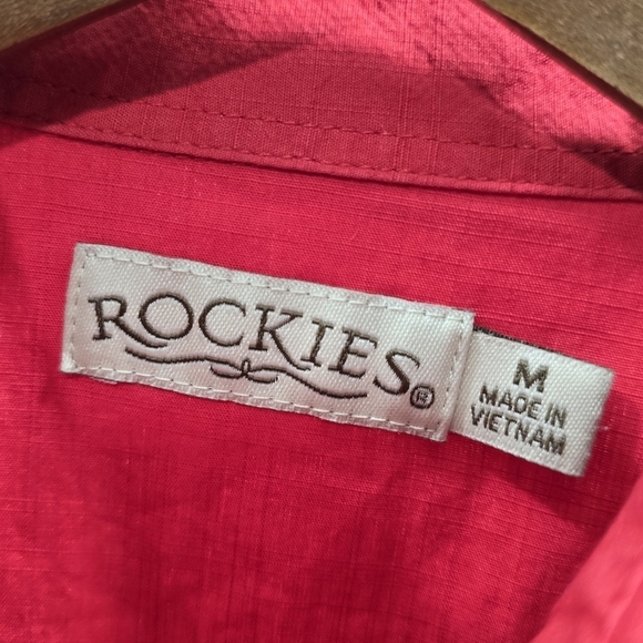 Vintage Western Shirt Women Medium Red Pearl Snap Button Rocky Mountain Rockies - Picture 3 of 11